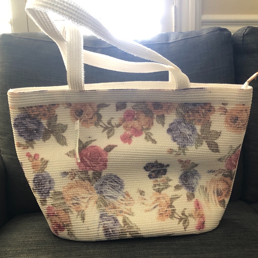 NWT Large White/Pastel Tote Bag